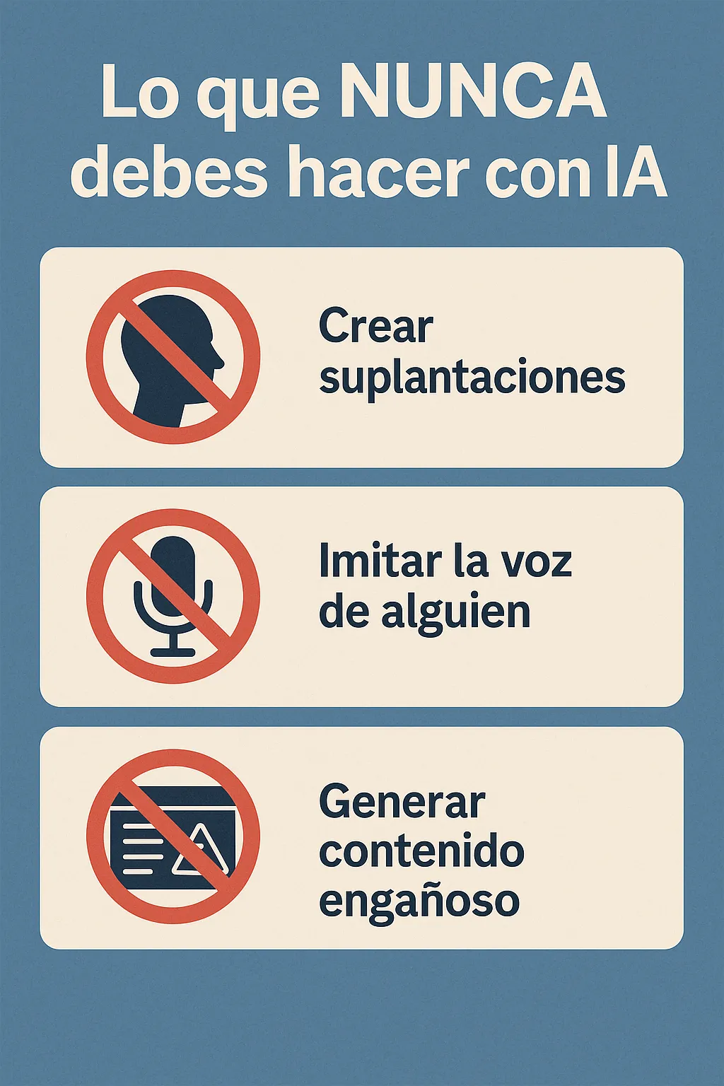 mini guía etica IA Sinergia Innovaciones: lo que no hay que hacer